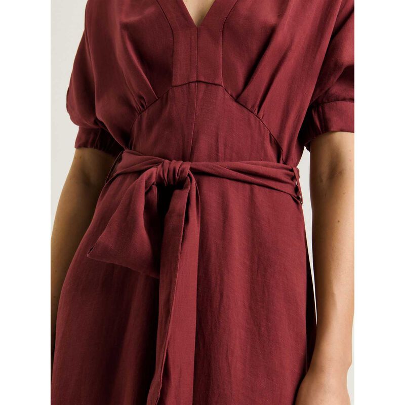 Veronika Maine Viscose Linen Belted Midi Dress image number 2